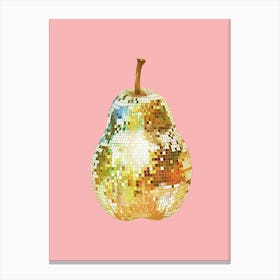 Disco Ball Pear Pink Art Disco Poster Trendy Aesthetic Art Food Kitchen Canvas Print