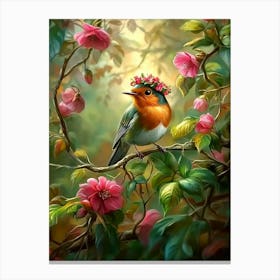 Bird In A Flower Canvas Print