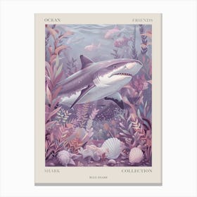 Purple Bull Shark In The Ocean Poster Canvas Print