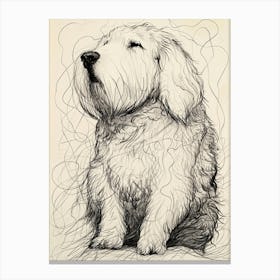 Old English Sheepdog Line Sketch 1 Canvas Print