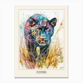 Panther Colourful Watercolour 4 Poster Canvas Print
