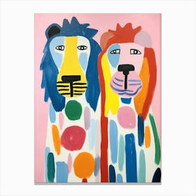 Colourful Kids Animal Art Lion 5 Canvas Print