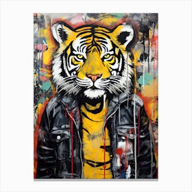 Tiger in a leather jacket Canvas Print