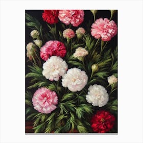 Carnations Still Life Oil Painting Flower Canvas Print