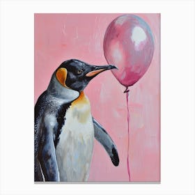 Cute Emperor Penguin 1 With Balloon Canvas Print
