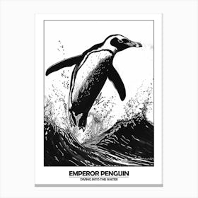 Penguin Diving Into The Water Poster 6 Canvas Print