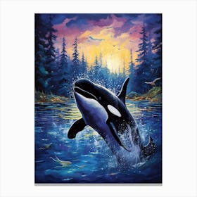 Orca Whale Moonlight Painting Canvas Print