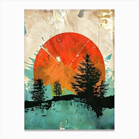 Sunset With Trees 2 Canvas Print