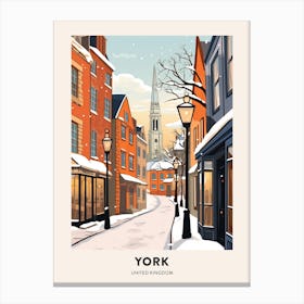 Vintage Winter Travel Poster York United Kingdom 2 Canvas Print