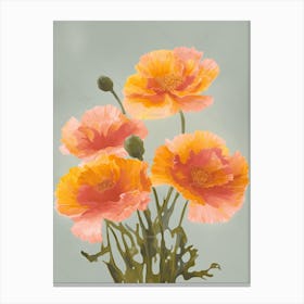 Marigold Flowers Acrylic Painting In Pastel Colours 3 Canvas Print