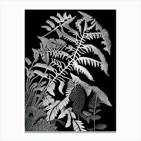 Maidenhair Fern Linocut Canvas Print