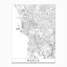 Manila White Map Canvas Print