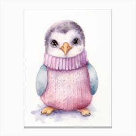 Baby Animal Watercolour Penguin Canvas Print