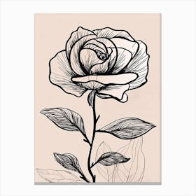 Line Art Roses Flowers Illustration Neutral 6 Canvas Print