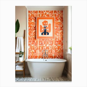 Orange And White Bathroom Canvas Print