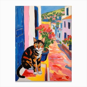 Painting Of A Cat In Faro Portugal 1 Canvas Print