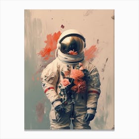 Astronaut With A Bouquet Of Flowers 2 Canvas Print