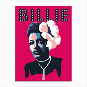Billie Holiday Jazz Icon Pink Canvas Print
