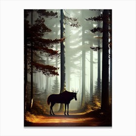 Elk In The Forest Canvas Print