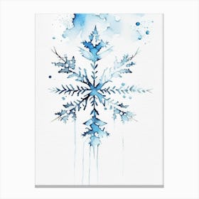 Nature, Snowflakes, Minimalist Watercolour 1 Canvas Print