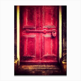 Padlocked Red Painted Door Canvas Print