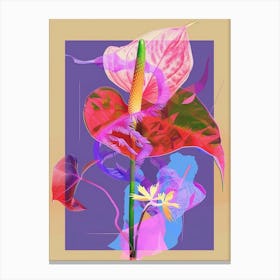 Flamingo Flower (Anthurium) 2 Neon Flower Collage Canvas Print