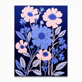 Blue Flower Illustration Asters 6 Canvas Print