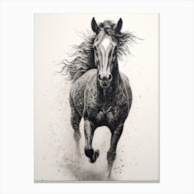 A Horse Painting In The Style Of Stippling 4 Canvas Print