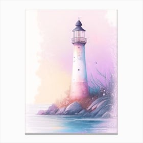 Lighthouse Waterscape Gouache 1 Canvas Print