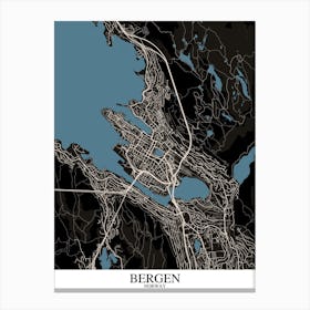 Bergen Black Blue Canvas Print