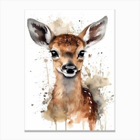 Baby Deer Watercolour Nursery 1 Canvas Print