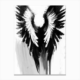 Angel Wings Symbol Black And White Painting Canvas Print