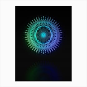 Neon Blue and Green Abstract Geometric Glyph on Black n.0165 Canvas Print