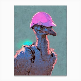 A Ostrich With A Helmet Ready To Race Canvas Print