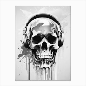 Skull With Headphones 88 Canvas Print