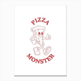 Pizza Monster Kitchen Retro Illustration Canvas Print