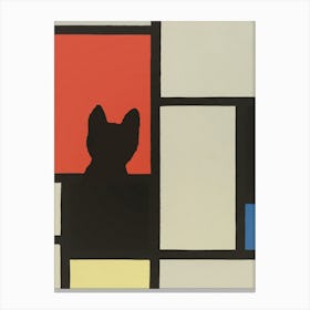 Composition (1921) And Black Cat, Piet Mondrian  Inspired Canvas Print