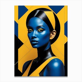 Geometric Woman Portrait Pop Art Fashion Yellow (24) Canvas Print