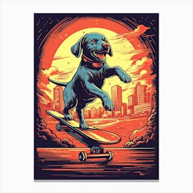 Labrador Dog Skateboarding Illustration 1 Canvas Print