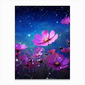 Cosmos Wildflower With Starry Sky, South Western Style (2) Canvas Print