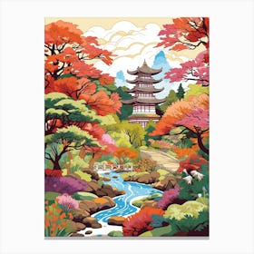 Ryoan Ji Garden Japan  Modern Illustration 1 Canvas Print