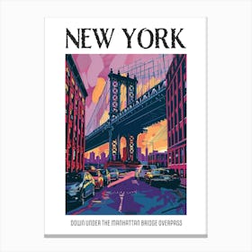 Dumbo Down Under The Manhattan Bridge Overpass Colourful Silkscreen Illustration 2 Poster Canvas Print