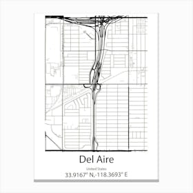 Del Aire,United States Minimalist Map Canvas Print