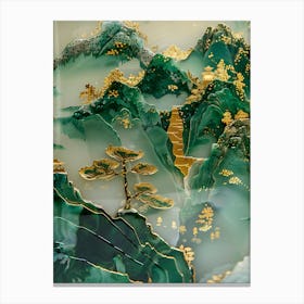 Gold Inlaid Jade Carving Landscape 8 Canvas Print