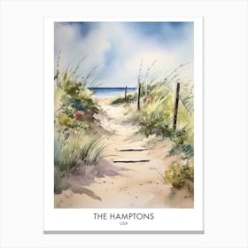 The Hamptons 1 Watercolour Travel Poster Canvas Print