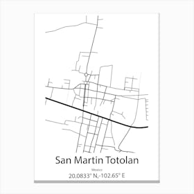 San Martin Totolan,Mexico Minimalist Map Canvas Print