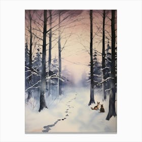 Winter Watercolour Mouse 1 Canvas Print