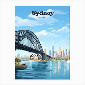 Sydney Australia Bridge Travel Illustration Canvas Print