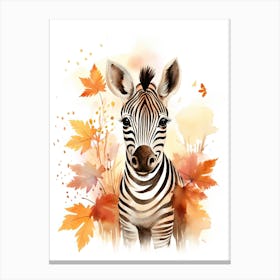 A Zebra Watercolour In Autumn Colours 2 Canvas Print