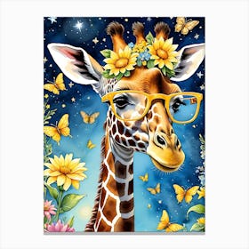 Giraffe With Glasses Canvas Print